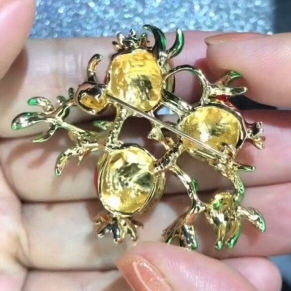 Betsey Johnson Longevity Red Pomegranate Brooch - Picture 7 of 7